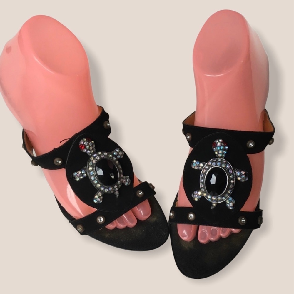 Hale Bob High Heel Sandals w/Rhine Stones Turtle
